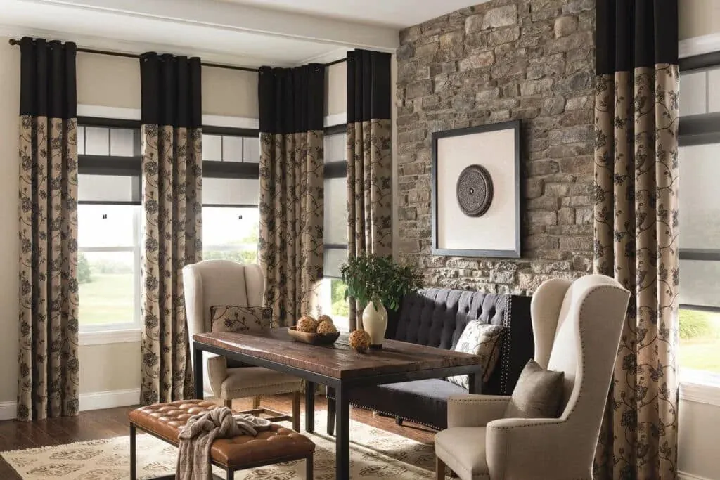 Ripplefold drapery on a concealed ceiling track, modern minimalist style installed by Custom Fabric Creations