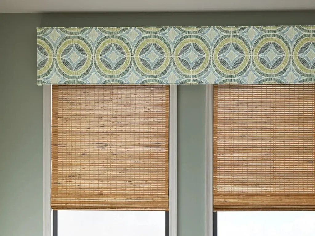 Woven Wood Shades, Natural woven wood shades add warmth and texture to sun-drenched rooms without heavy visual weight. By Custom Fabric Creations, St. Petersburg, FL.
