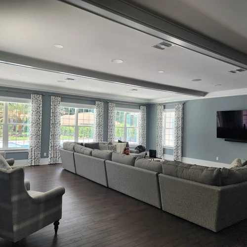 Commercial Window Treatments, Durable, brand-consistent window treatments outfitted for a commercial interior. By Custom Fabric Creations, St. Petersburg, FL.
