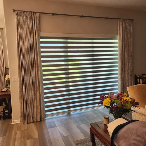 Blinds & Shades, Custom blinds paired with shades for layered light control across a run of windows. By Custom Fabric Creations, St. Petersburg, FL.