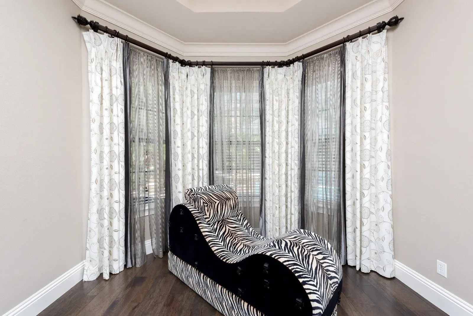 Bay Window Drapery, custom project by Custom Fabric Creations in St. Petersburg, FL