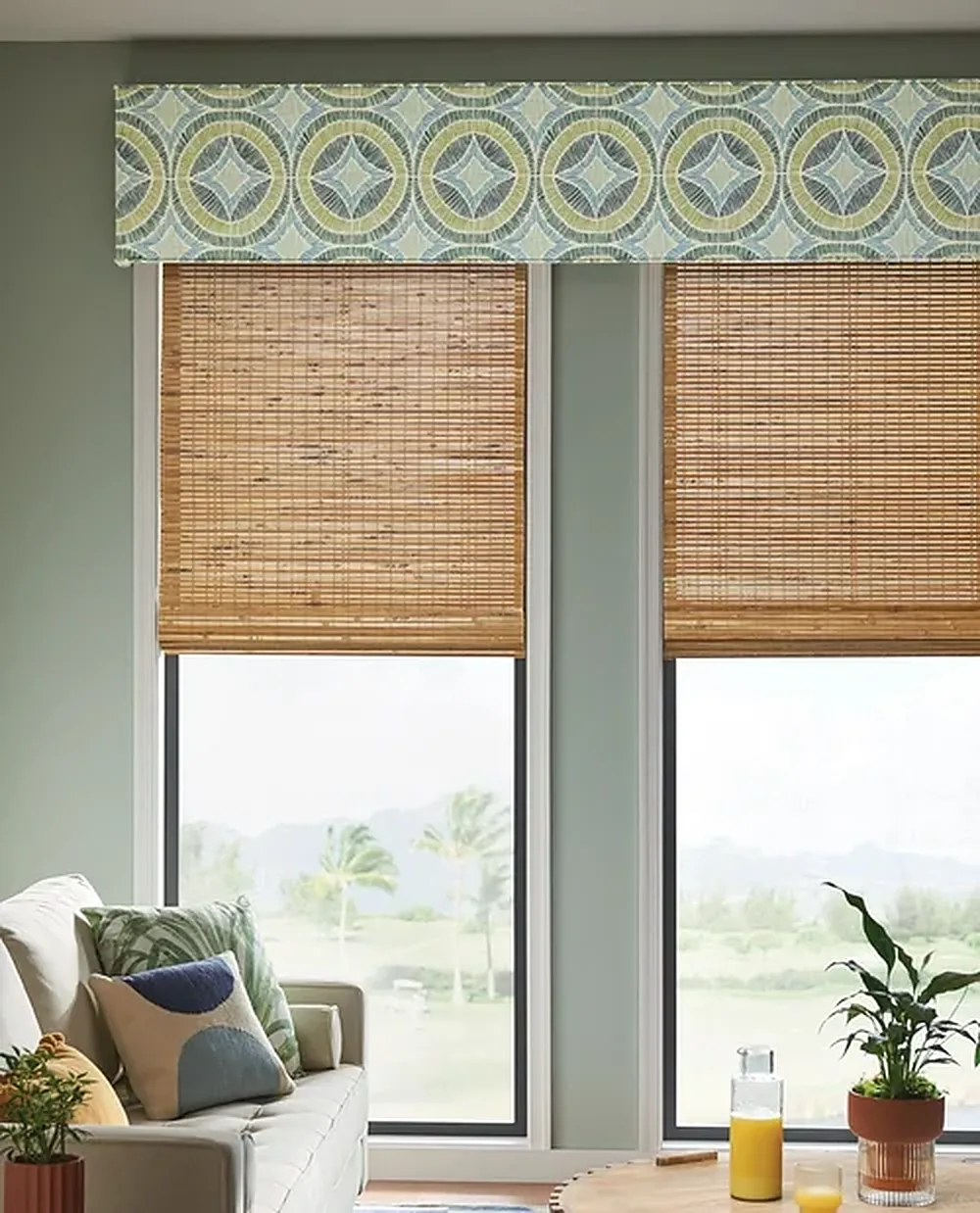 Motorized Roller Shades | Custom Fabric Creations, St. Petersburg, FL Motorized roller shades in a St. Petersburg, FL living room by Custom Fabric Creations